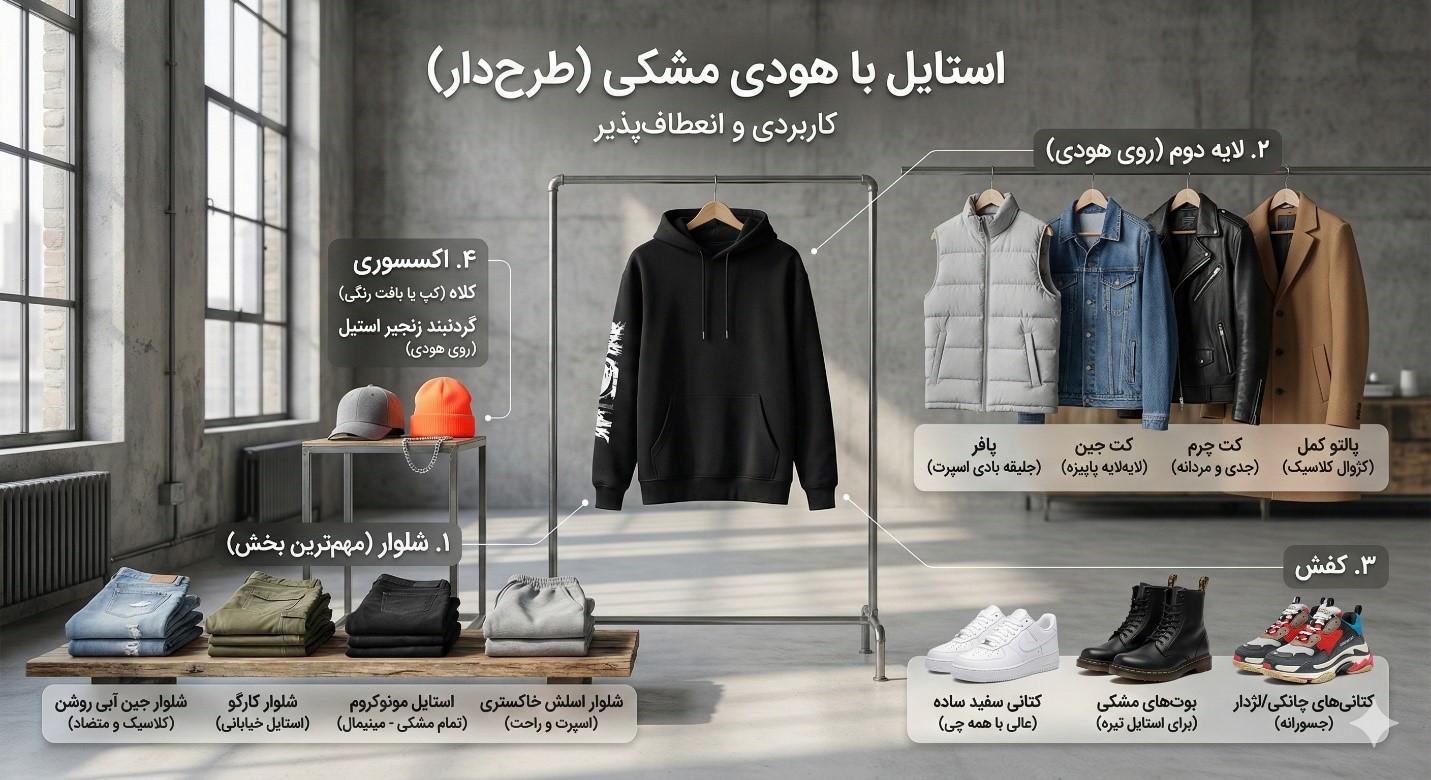 ست کردن هودی مشکی ؛ راهنمای کامل