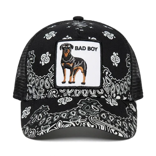 کلاه کپ طرح باندان با پچ دوبرمن "Bad Boy"