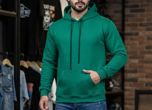 هودی سبز ساده کلاه‌دار